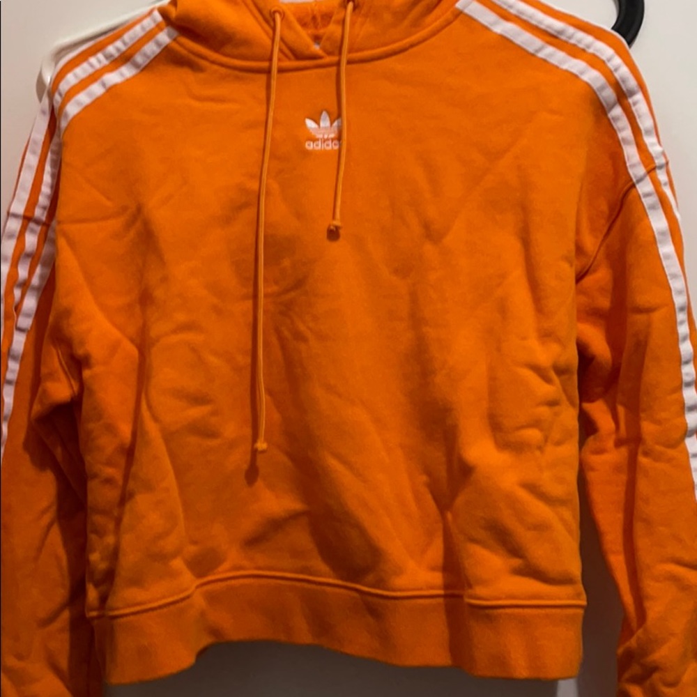 Adidas 3 stripe cropped hoodie